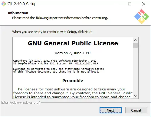 StableDiffusionのインストール手順(Gitのインストール画面)
