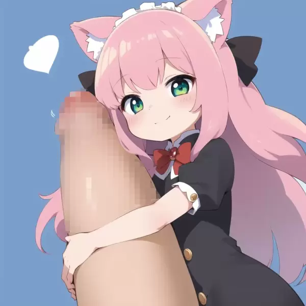 AIイラスト（巨大ペニスを抱える少女）