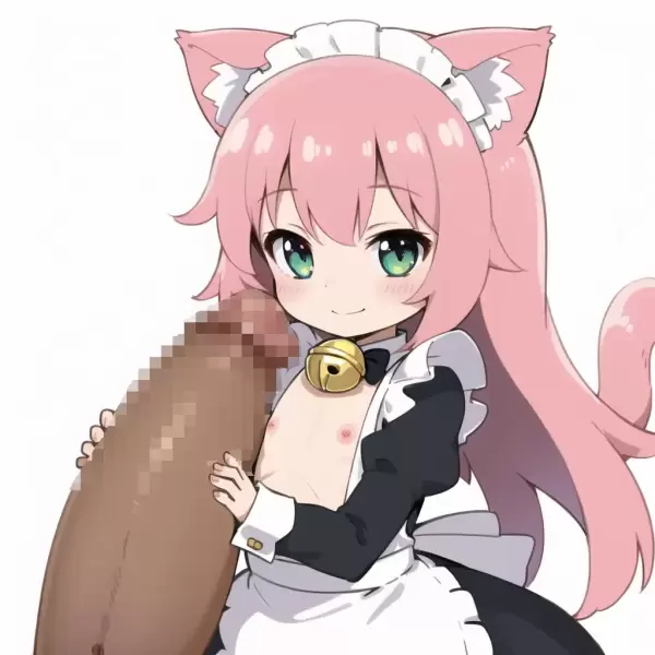 AIイラスト（巨大ペニスを抱える少女）