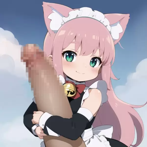 AIイラスト（巨大ペニスを抱える少女）