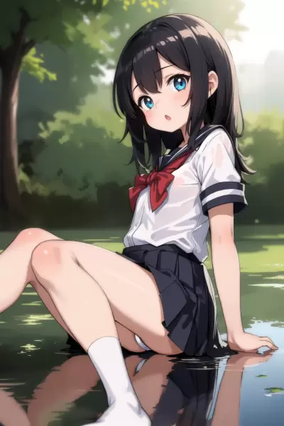 AIイラストでパンツ反射（座り姿勢）