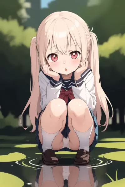 AIイラストで水たまりに写ったパンツが見たい