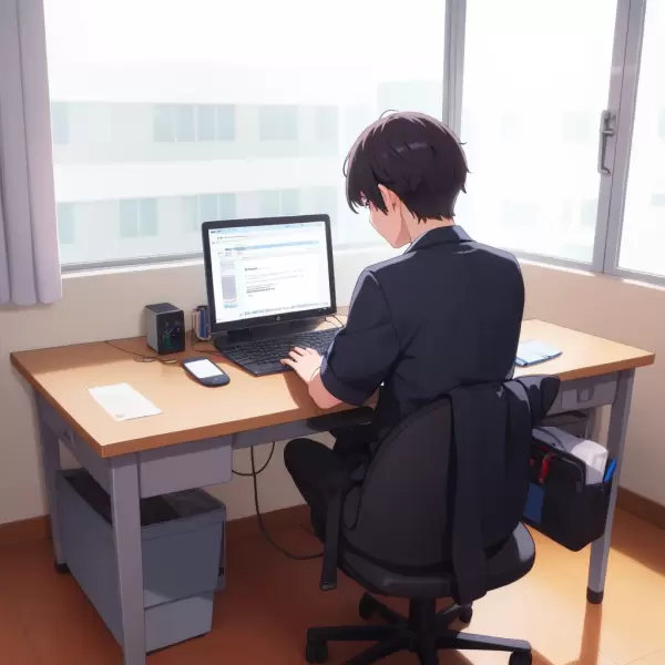 パソコンのキーボード叩くおっさん