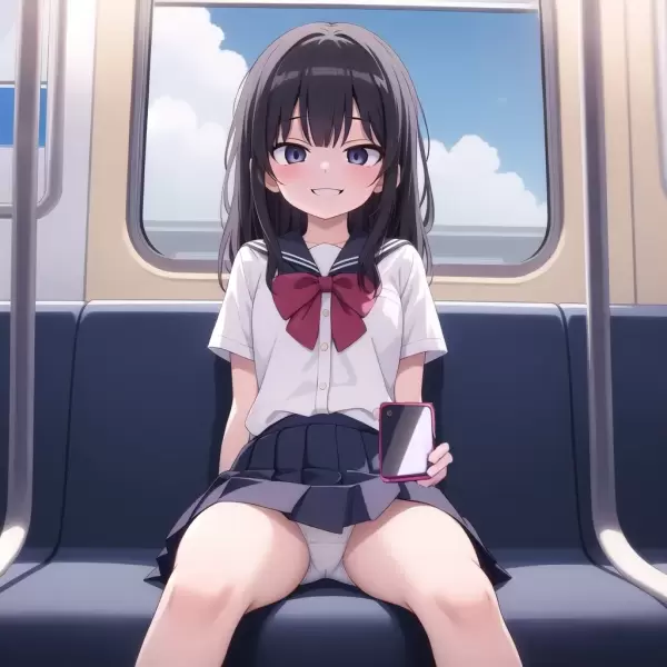 AIイラスト（にやにや笑う少女）