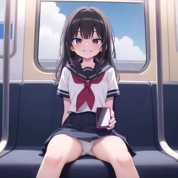 AIイラスト（にやにや笑う少女）