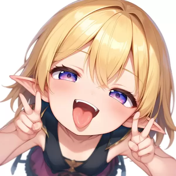 AIイラスト（舌上射精）