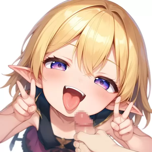 AIイラスト（舌上射精）
