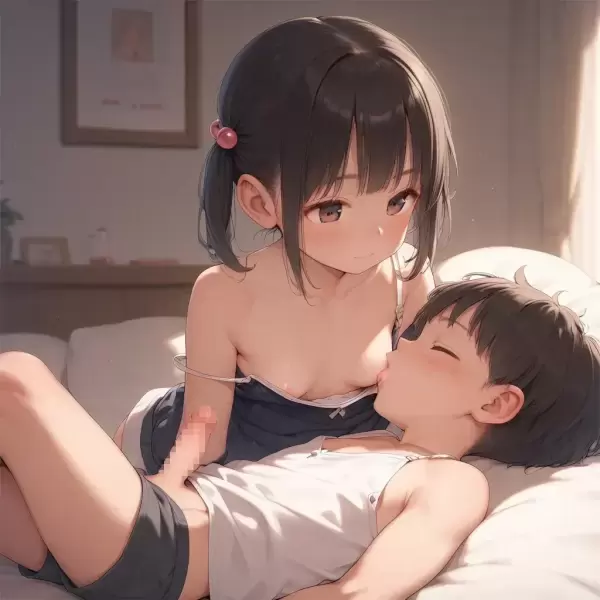 AIイラスト（授乳手コキ）
