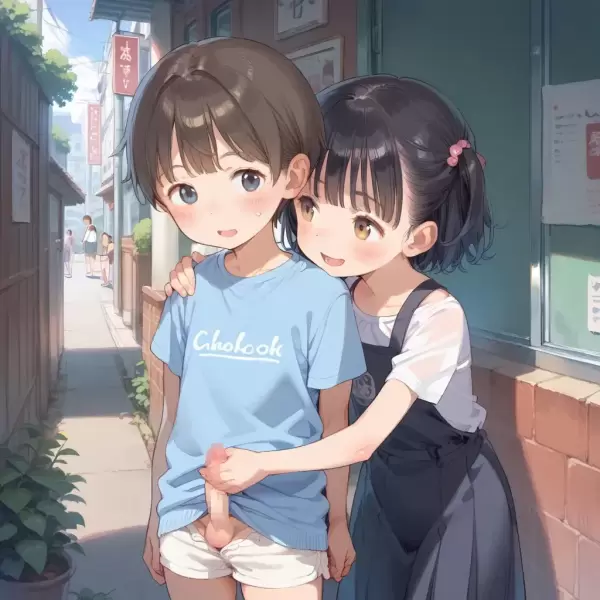 AIイラスト（背面手コキ）