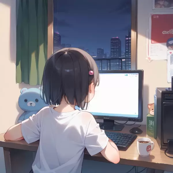 AIイラスト（ゲームをする女の子）
